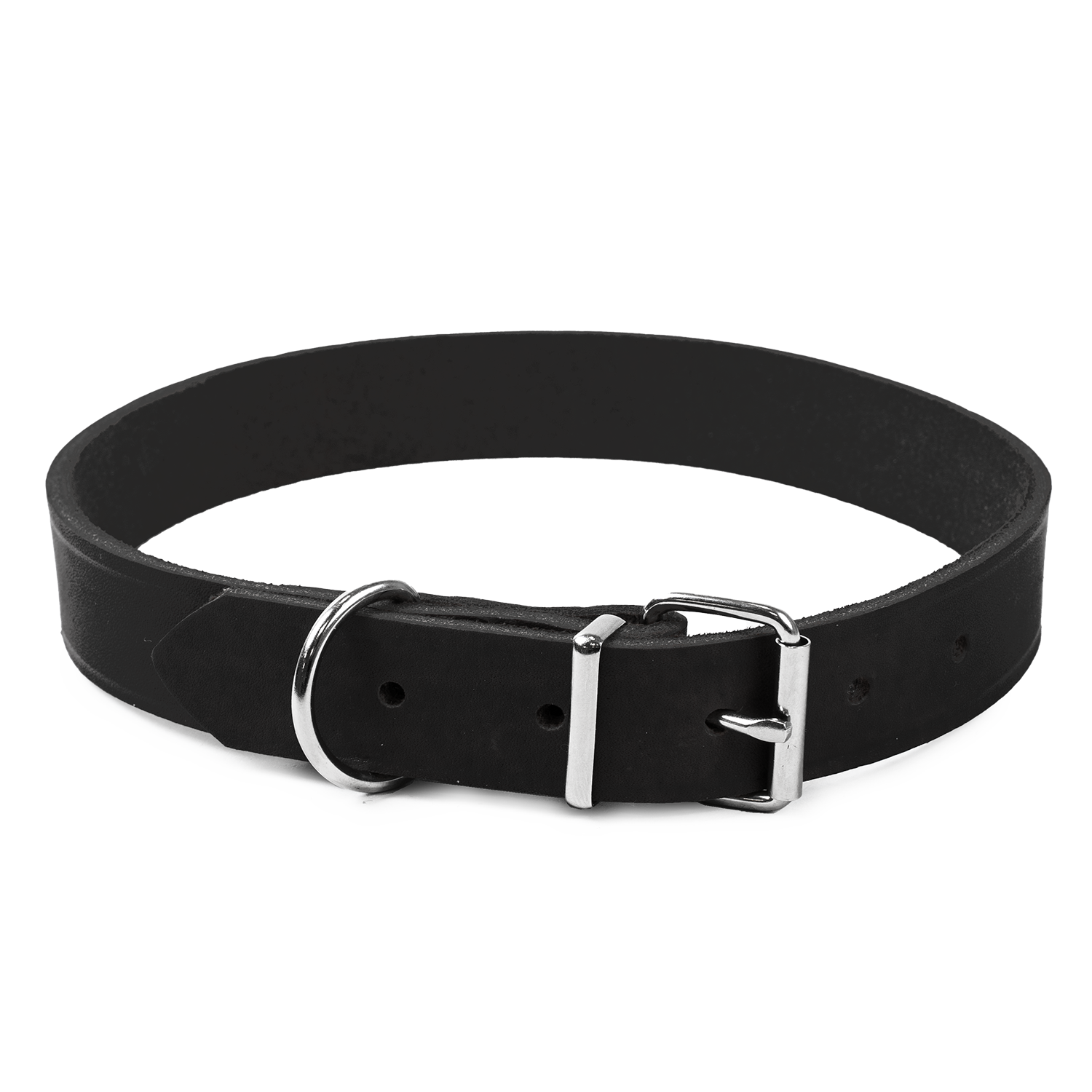 Lærhalsbånd Hera justerbar Svart 25 mm x 44-54 cm