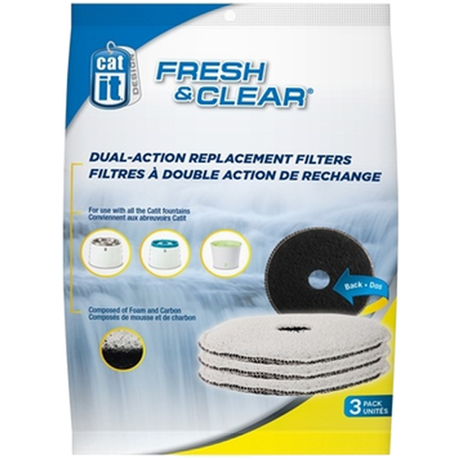 Catit - Fresh & Clear-erstatningsfiltre blå 3-pakning - Katt - Helse og pels - Hygiene - Kattens Matplass - Drikkefontener - Dyrekassen.no