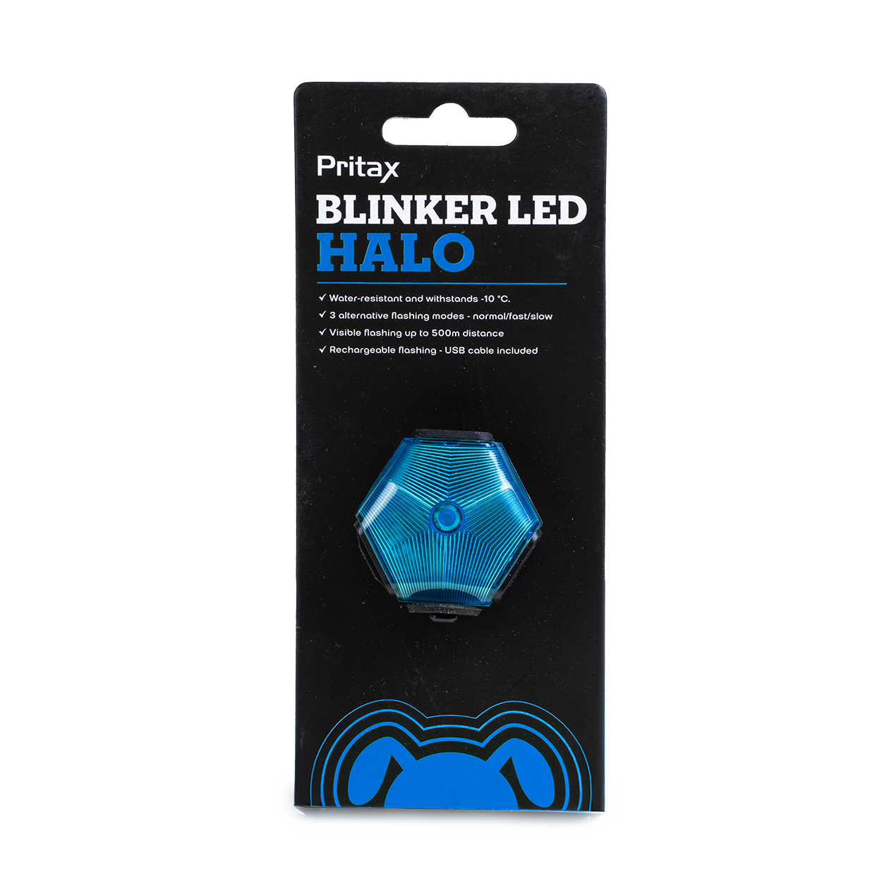 Pritax - Blinkende LED-halo, 5 cm, blå - Hund - Hundebur - Refleks og lykter - Dyrekassen.no