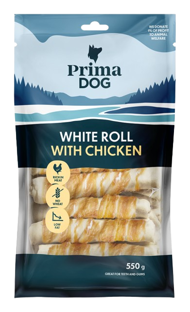 Prima Dog - Hvit rull med kylling 15 stk. 550 g - Hund - Hundegodteri - Dyrekassen.no
