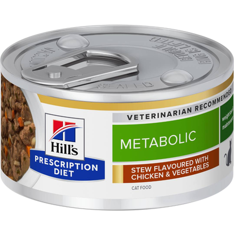 Hill's Prescription Diet Feline - Metabolic Weight Chicken & Vegetables Stew Canned - Wet Cat Food 82 g x 24 - Katt - Helse og pels - Hygiene -