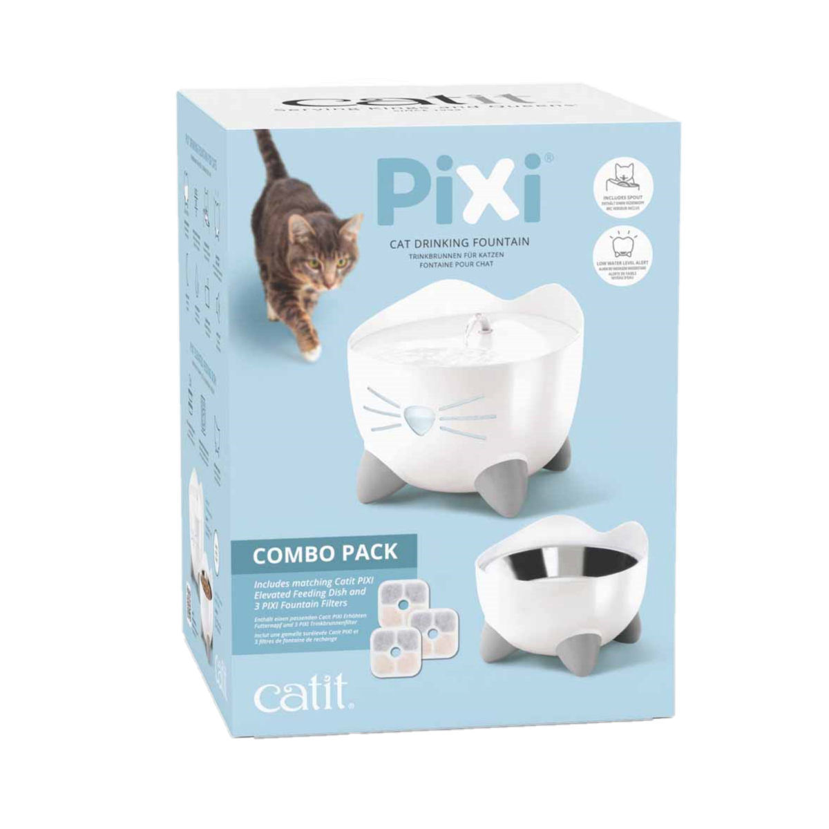 Vannfontene med matskål Pixi White