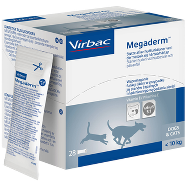 Virbac - Megaderm 4 ml x 28 stk opp til 10 kg - Hund - Hundens Apotek - Mage og tarm - Dyrekassen.no