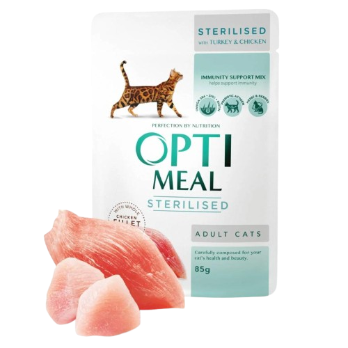 Optimeal Adult & Senior Sterilised Turkey & Chicken Våtfôr Til Katt 12 x 85 g