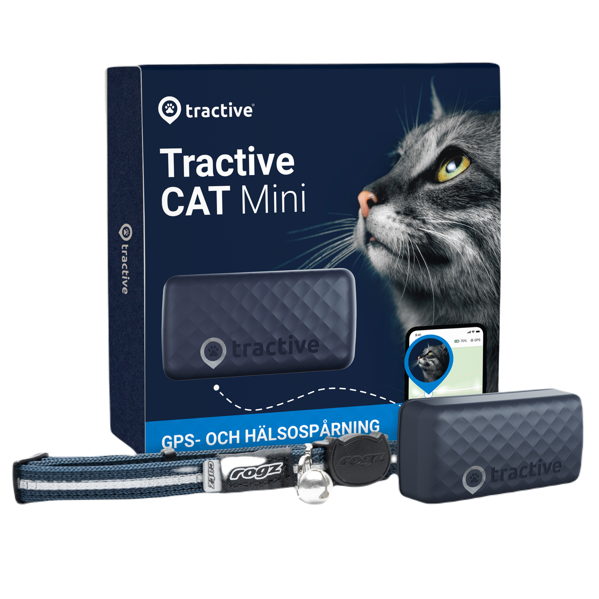 Tractive - GPS CAT Mini Blå - Katt - Helse og pels - Pelspleie - Skjær - Kattehalsbånd - Dyrekassen.no