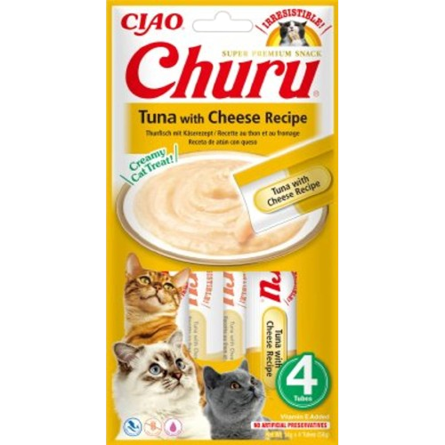 Churu - Flytende Godbit Tuna with Cheese 4x14g - Katt - Helse og pels - Hygiene - Godbiter - Dyrekassen.no