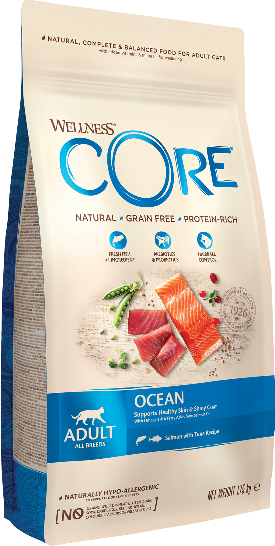 CORE Petfood - Cat Adult Ocean Kornfri Laks & Tunfisk Tørr 1,75 kg - Katt - Helse og pels - Kosttilskudd - Tørrfôr - Dyrekassen.no