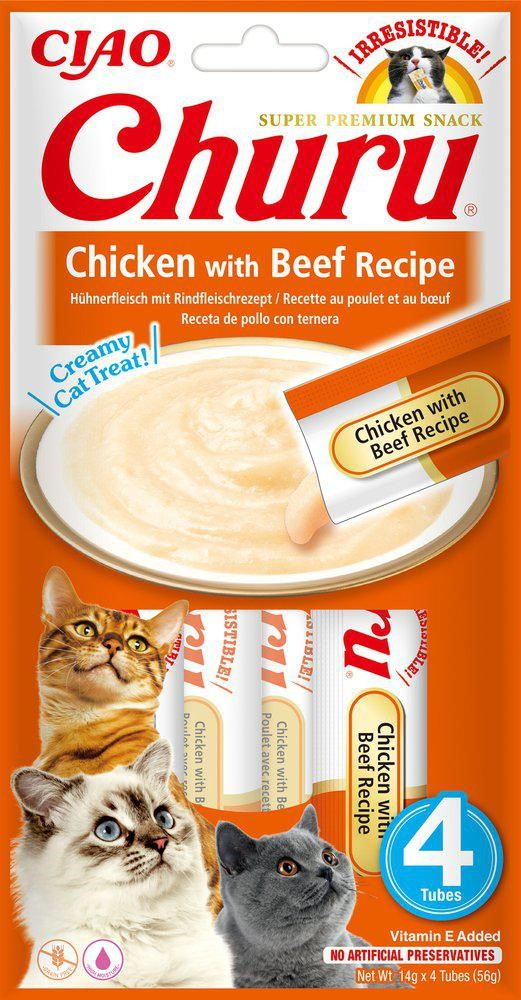 Churu Cat Creamy Treat Chicken with Beef 4-pk.