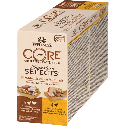 CORE Petfood - Signature Selects Strimlet utvalg Multipack 8 x 79 g - Katt - Helse og pels - Kosttilskudd - Våtfôr - Dyrekassen.no