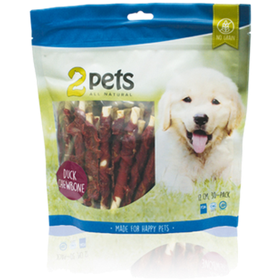 2 pets - Dogsnack Duck tyggebein 28 cm/3 stk. - Hund - Hundegodteri - Dyrekassen.no