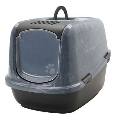 Savic - Katteboks Nestor Jumbo Marble med tak, 66,5x48,5x46,5cm, Grå/Svart - Katt - Helse og pels - Hygiene - Kattetoalett og tilbehør - Dyrekassen.no