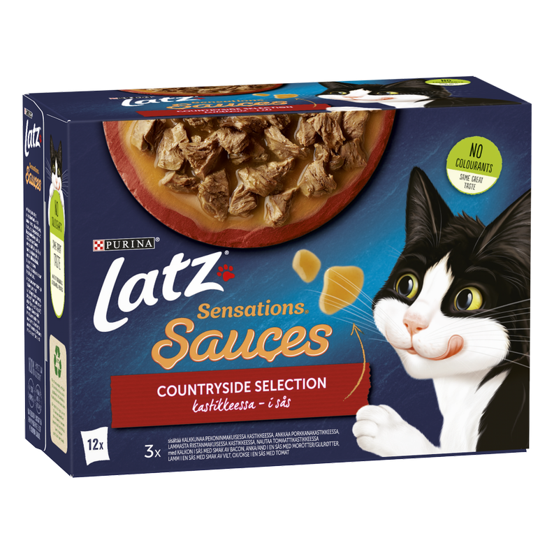 Purina Latz - Latz Sensations Sauser Landlig i saus 12x85g - Katt - Helse og pels - Kosttilskudd - Våtfôr - Dyrekassen.no
