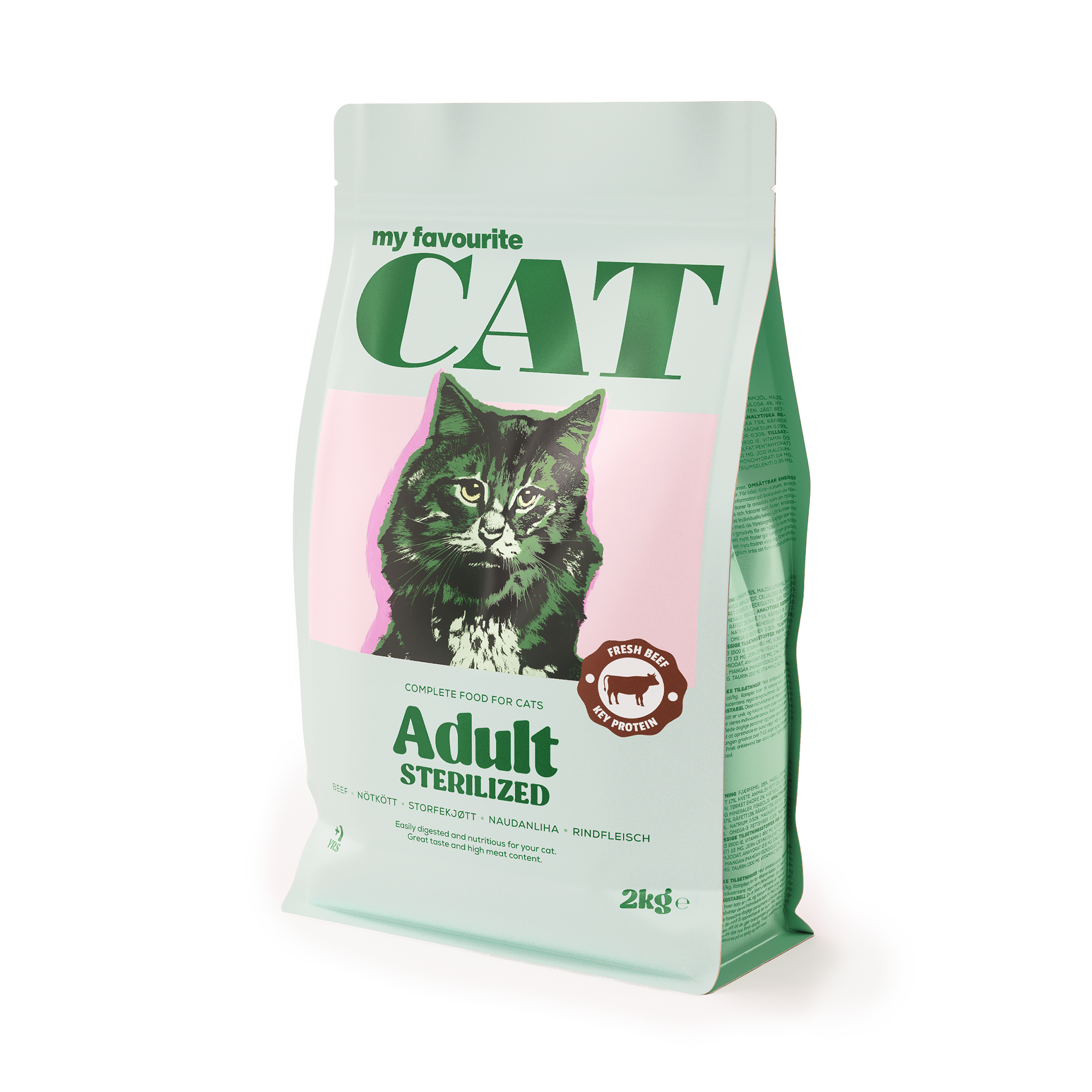 Sterilisert oksekjøtt for voksne katter 2 kg