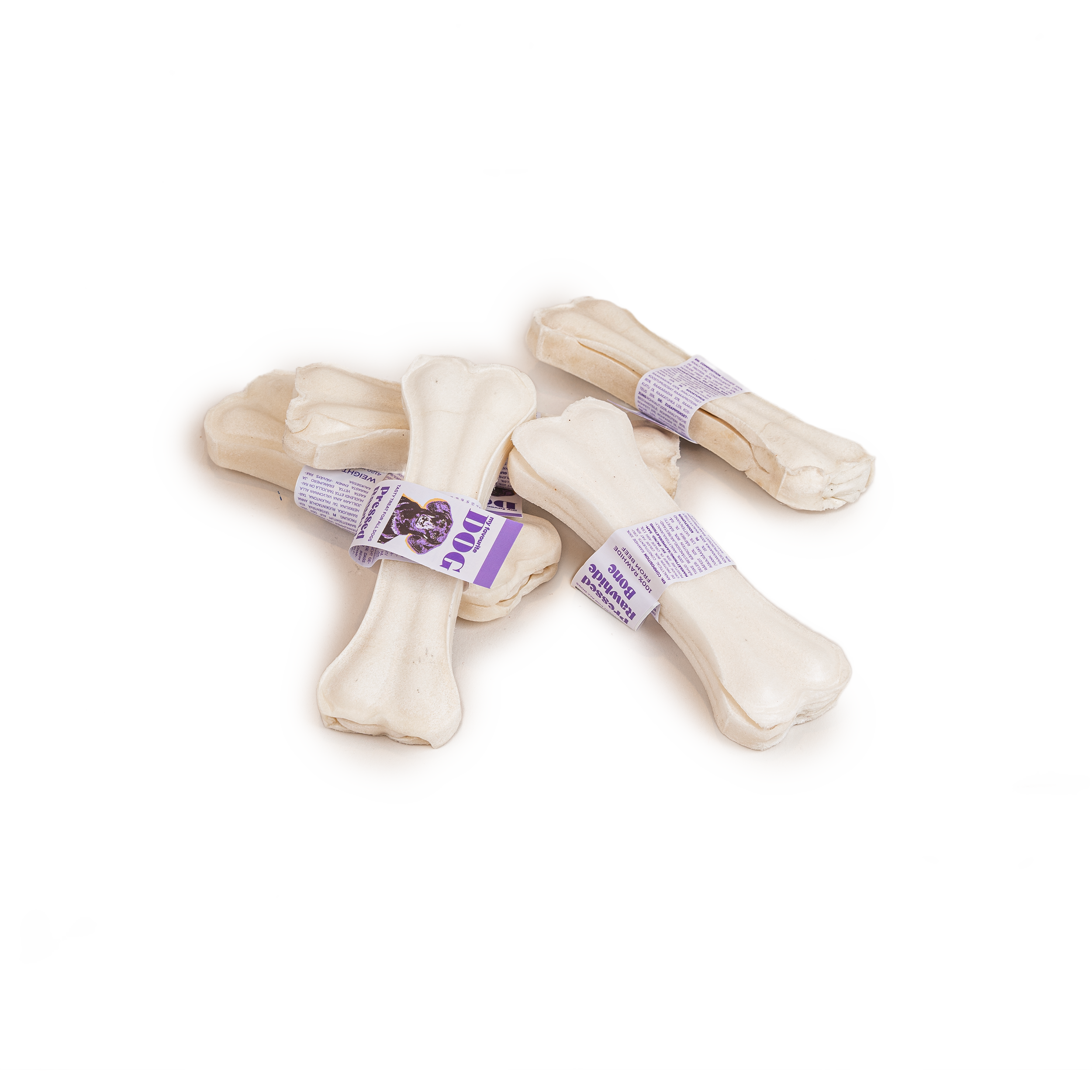 Presset tyggebein av råhud 12,5 cm