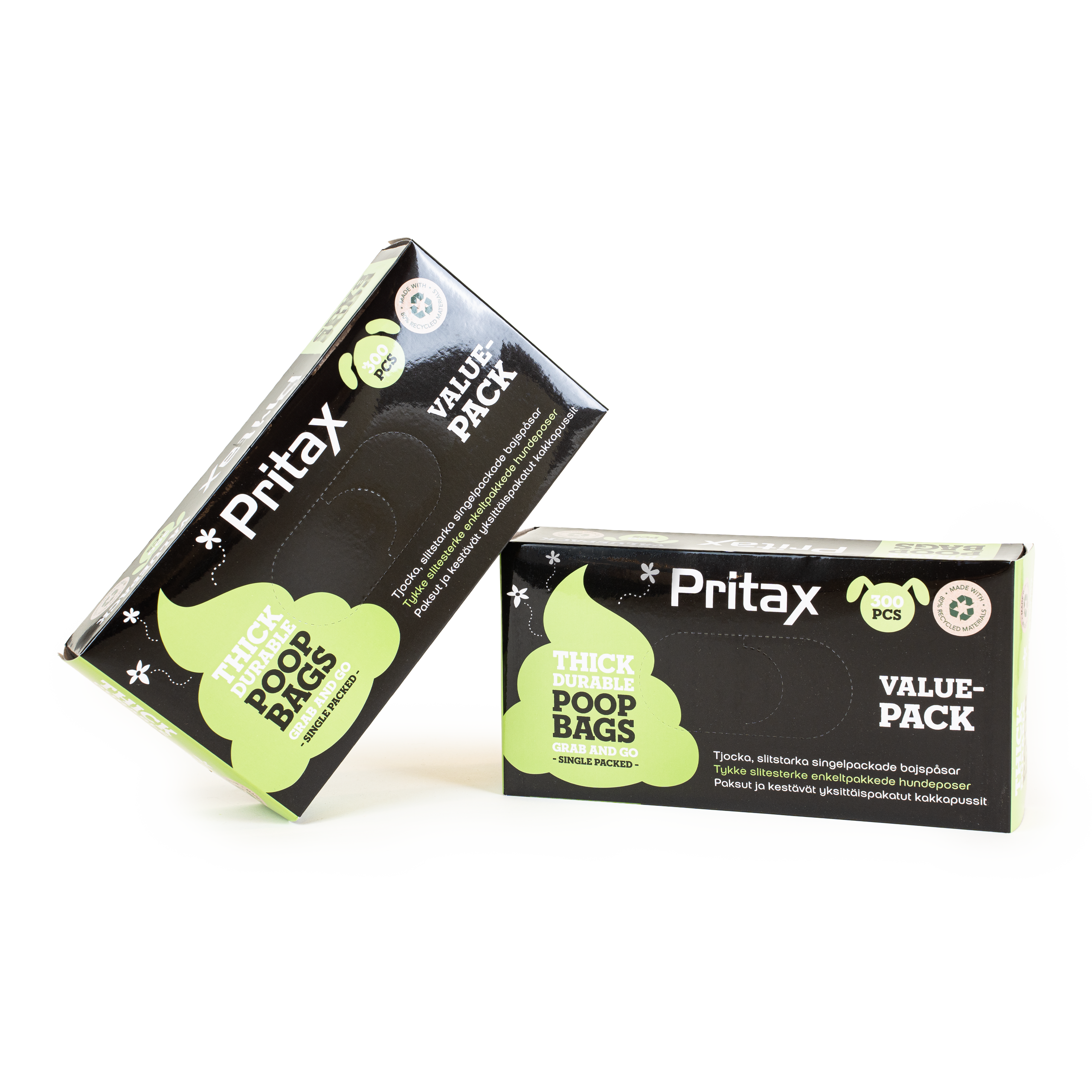 Pritax - Bæsjeposer Value Pack Thick 300stk, 34x23cm, Svart - Hund - Dyrekassen.no