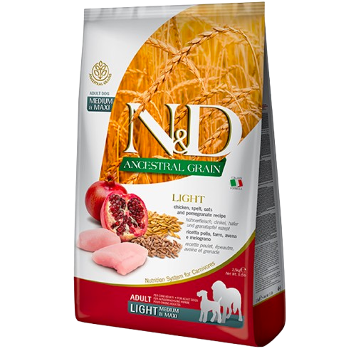Farmina - Dog N&D Ancestral Grain Chicken & Pomegranate Light Med/Maxi 12 kg - Hund - Hundefôr - Dyrekassen.no