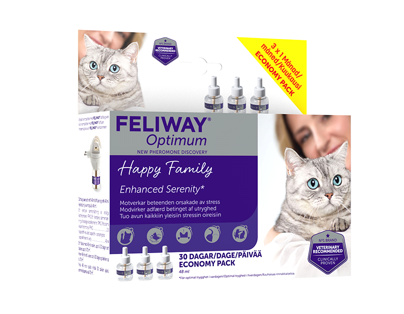 Feliway - Optimum Fragrance Dispenser Refill 48 ml x 3 stk. i økonomipakke - Katt - Helse og pels - Hygiene - Kattepleie - Dyrekassen.no