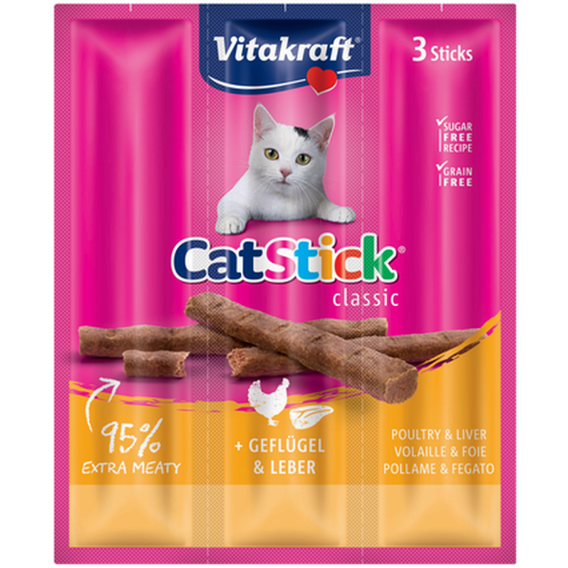 Vitakraft - CatSticks Mini Chicken/Liver 3x6g, 20 stk. - Katt - Helse og pels - Hygiene - Godbiter - Dyrekassen.no