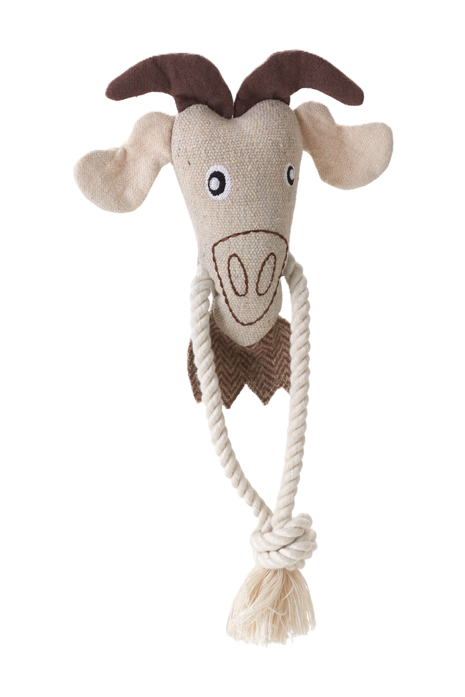 Hunter Dog Toy Nebraska Goat w rope Cotton Beige 30 cm