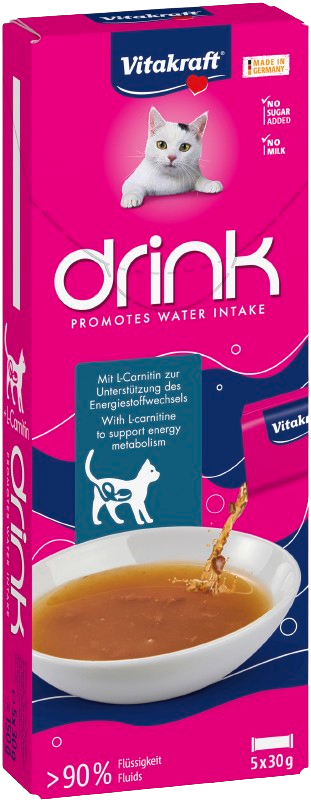 Vitakraft - Drink Laksesmak + L-karnitin 5x30g - Katt - Helse og pels - Hygiene - Godbiter - Dyrekassen.no