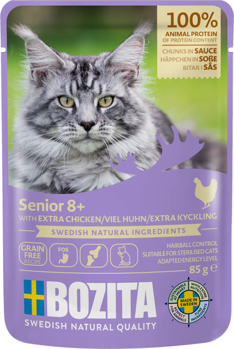 Bozita Katt - Senior 8+ Kylling i saus 85g - Katt - Helse og pels - Kosttilskudd - Våtfôr - Dyrekassen.no