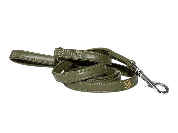 Hundkoppel/Kattkoppel Skinn Olivgrön 180 cm, 15 mm