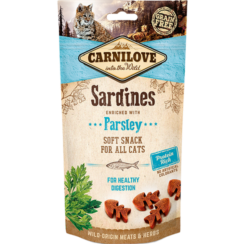 Carnilove - Cat Semi Moist Snack Sardine & Parsley 50 g x 10 stk. - Katt - Helse og pels - Hygiene - Godbiter - Dyrekassen.no