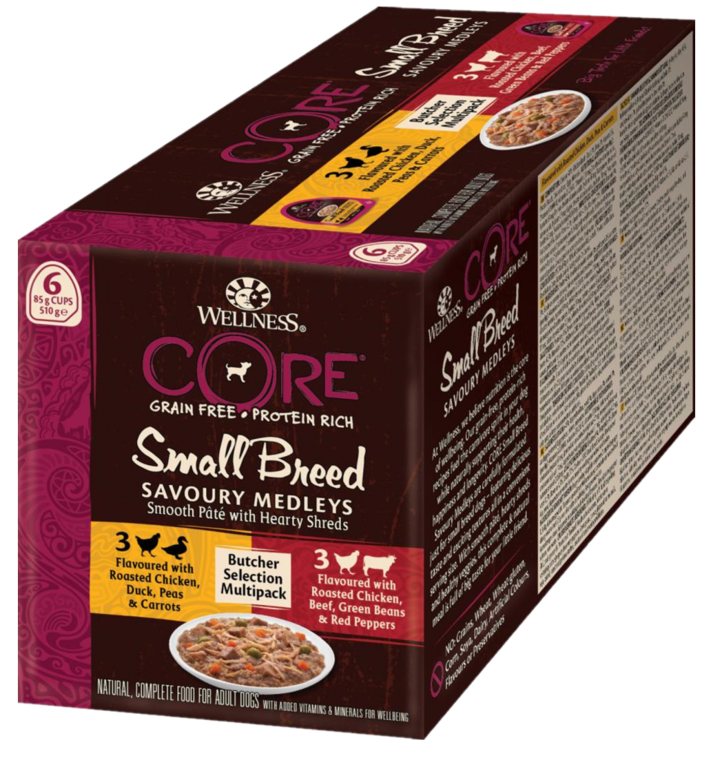 CORE Petfood - Savoury Medleys Butcher Selection Multipack 6x85g - Hund - Våtfôr - Dyrekassen.no