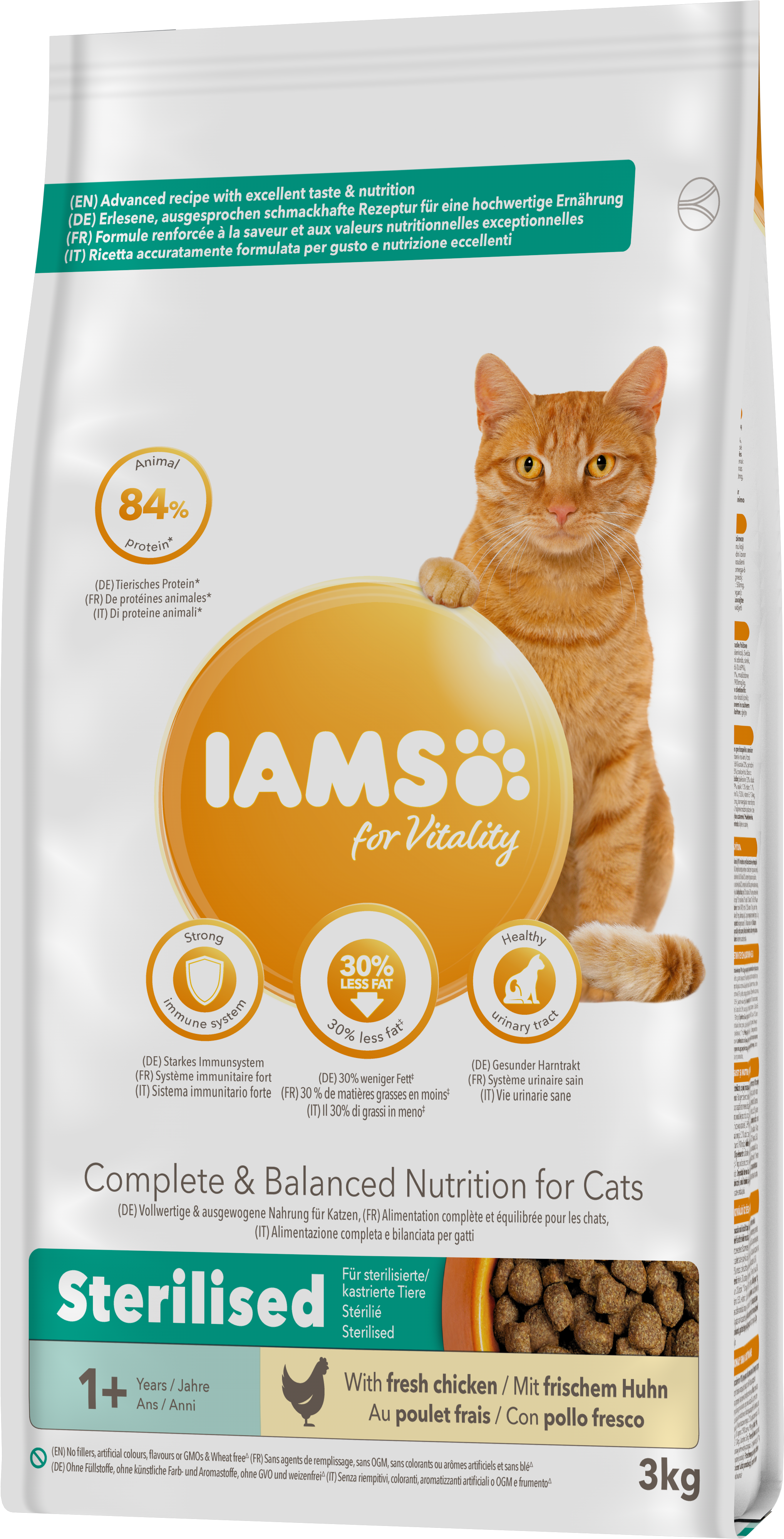 Iams - Katt Adult Sterilisert 3 kg - Katt - Helse og pels - Kosttilskudd - Tørrfôr - Dyrekassen.no