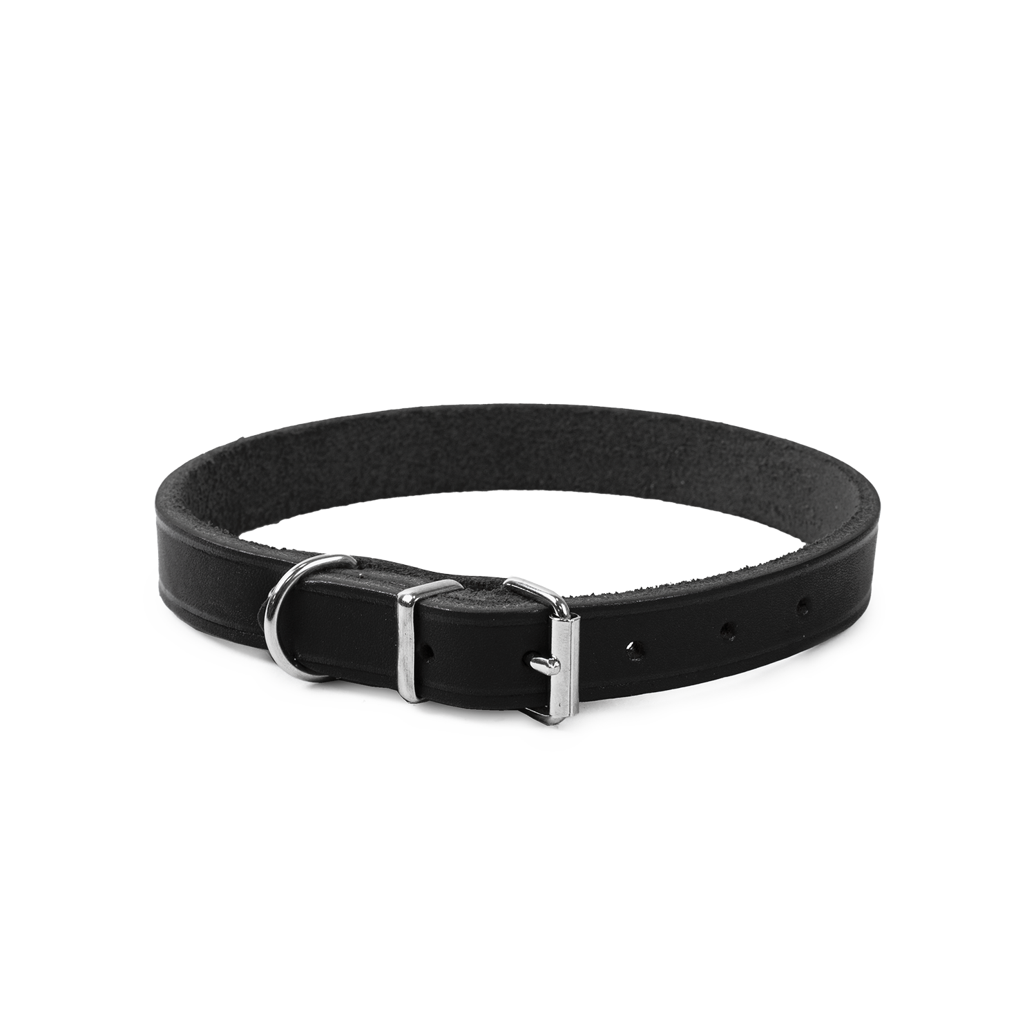 Lærhalsbånd Hera justerbar Svart 16 mm x 28-35 cm