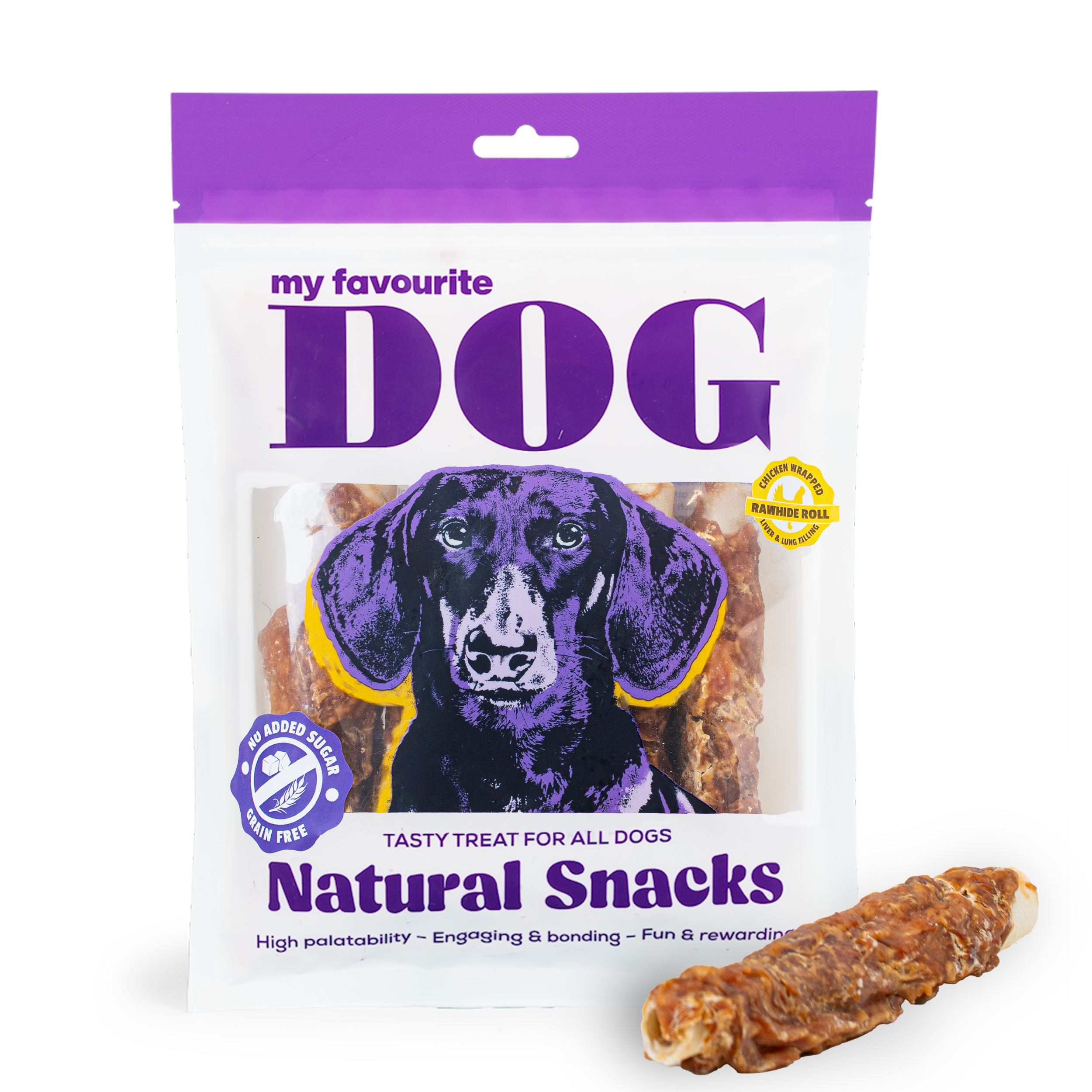 My favourite DOG - Rulle i kyllinginnpakning med lever- og lungefyll 12 cm, 6-pakning, 360g - Hund - Hundegodteri - Dyrekassen.no
