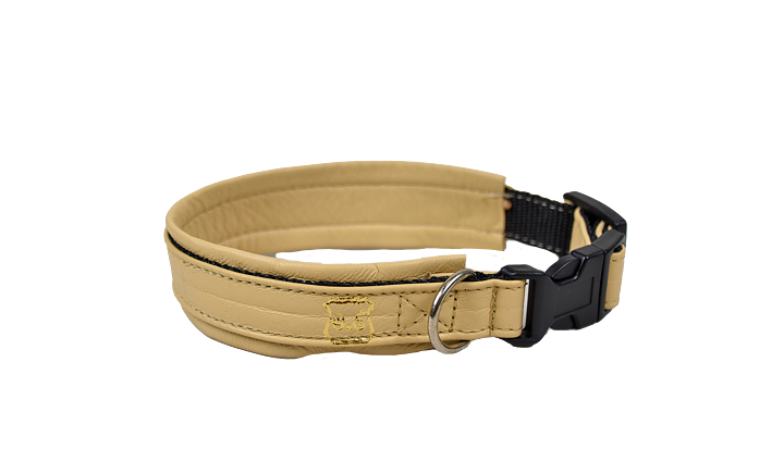 Hundhalsband Ställbart Skinn Beige 20cm