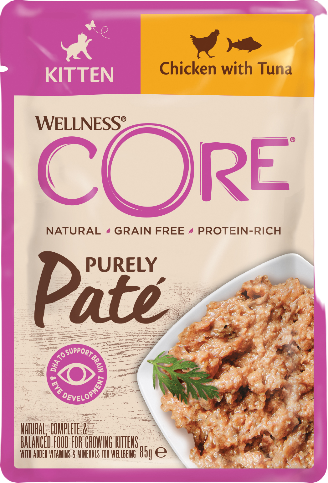 CORE Petfood - Cat purely pate Kitten, kylling og tunfisk 85 g - Katt - Helse og pels - Kosttilskudd - Våtfôr - Dyrekassen.no