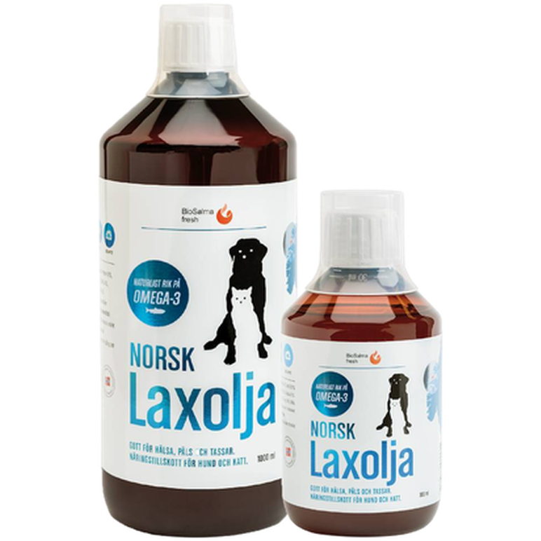 Fersk Norsk Lakseolje Omega 3 hund & katt 300 ml