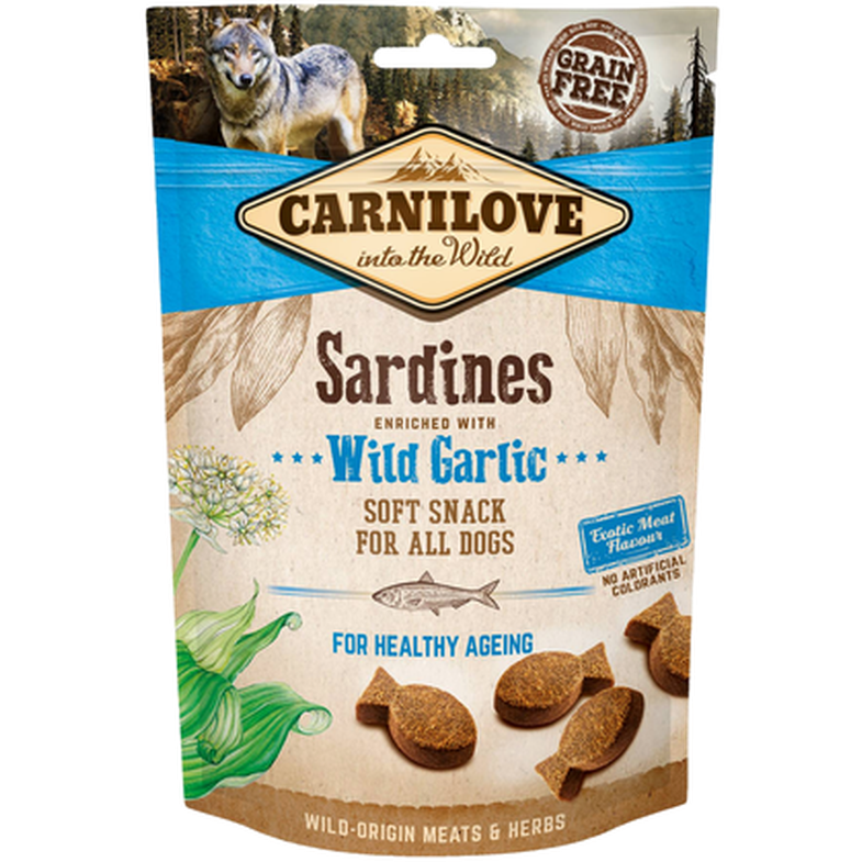 Halvfuktige sardiner og ramsløk til hund 200 g