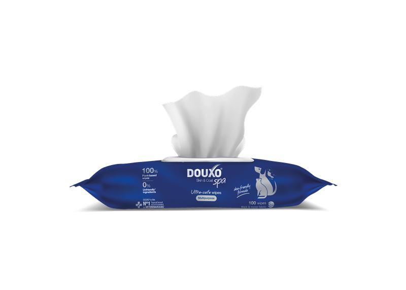 Douxo - Skin & Coat spa Ultra-safe Multipurpose wipes 100 stk - Hund - Helse og pels - Trimmekniver og napping - Trolleys - Dyrekassen.no