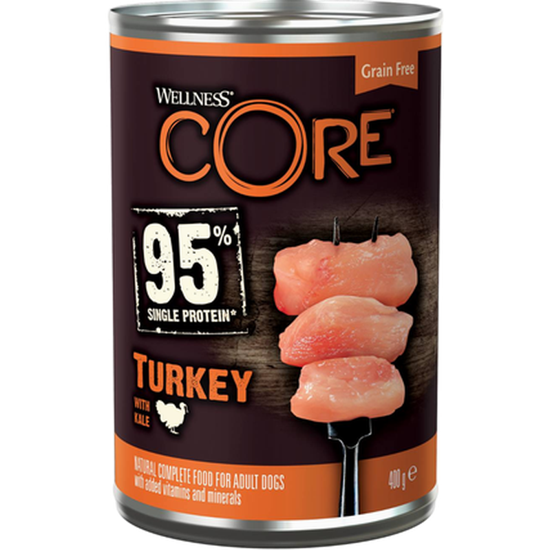 CORE Petfood - Dog Adult 95% Single Protein All Breed kalkun og grønnkål våt 400 g x 6 - Hund - Våtfôr - Dyrekassen.no