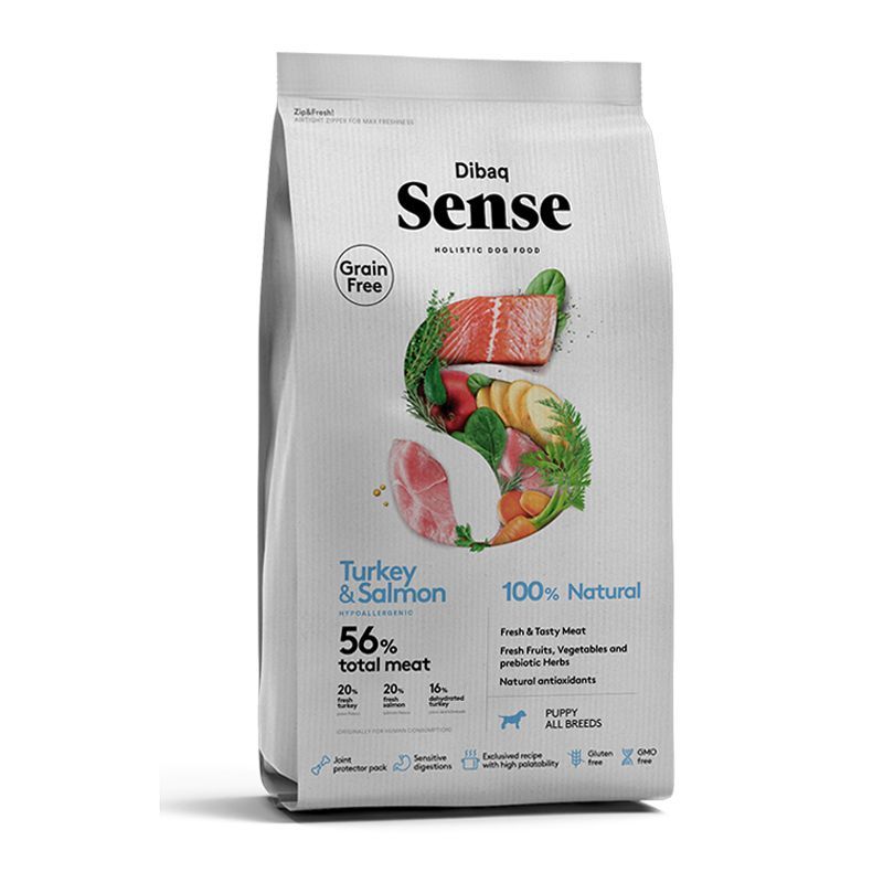 DIBAQ - Sense Puppy Salmon & Turkey 12kg - Hund - Hundefôr - Dyrekassen.no